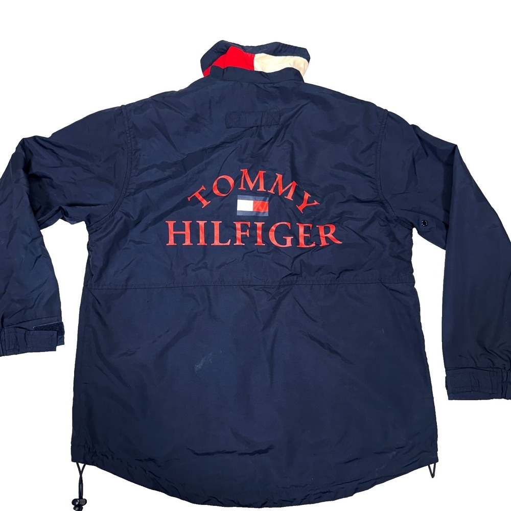 Vintage Tommy Hilfiger Windbreaker Jacket Men's Small Navy Spell Out Logo